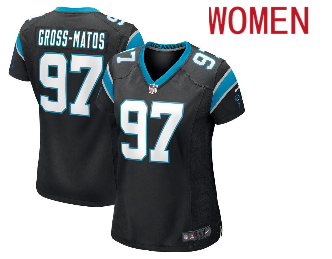 Women Carolina Panthers 97 Yetur Gross-Matos Nike Black Game NFL Jersey